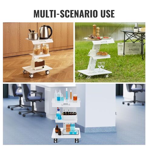 VEVOR Trolley Cart with Swivel Wheels, 3-Layer Mobile Esthetician Cart, Steel Metal Rolling Tray for Lab, Clinic, Beauty and Salon, 220 lbs Weight Capacity in Saudi Arabia