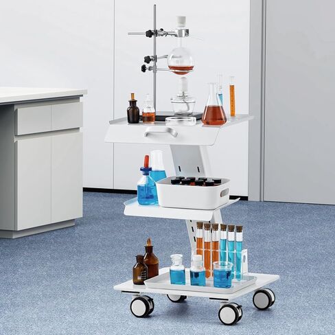 VEVOR Trolley Cart with Swivel Wheels, 3-Layer Mobile Esthetician Cart, Steel Metal Rolling Tray for Lab, Clinic, Beauty and Salon, 220 lbs Weight Capacity in Saudi Arabia