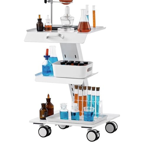 VEVOR Trolley Cart with Swivel Wheels, 3-Layer Mobile Esthetician Cart, Steel Metal Rolling Tray for Lab, Clinic, Beauty and Salon, 220 lbs Weight Capacity in Saudi Arabia