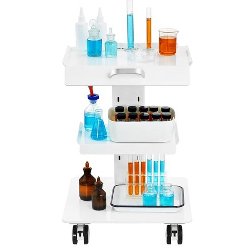 VEVOR Trolley Cart with Swivel Wheels, 3-Layer Mobile Esthetician Cart, Steel Metal Rolling Tray for Lab, Clinic, Beauty and Salon, 220 lbs Weight Capacity in Saudi Arabia