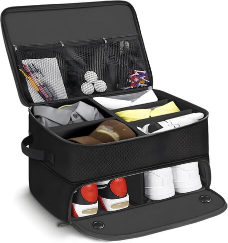 UFHUFH Organizer Bag,2 Layer Golf Trunk Organizer,Golf Gifts for Men with Separate Ventilated Compartment,Waterproof Car Trunk Locker for Balls, Tees, Clothes,Accessories, Golfer Gifts in Saudi Arabia