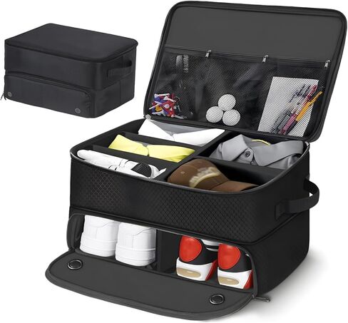 UFHUFH Organizer Bag,2 Layer Golf Trunk Organizer,Golf Gifts for Men with Separate Ventilated Compartment,Waterproof Car Trunk Locker for Balls, Tees, Clothes,Accessories, Golfer Gifts in Saudi Arabia