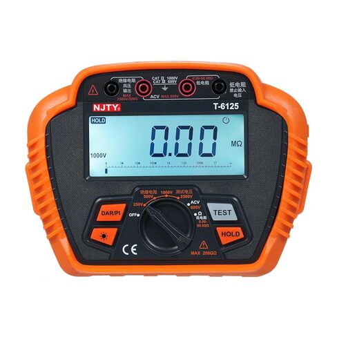 Insulation Tester Digital Megohmmeter MAX 200G Ω Measuring Low Absorption Ratio AC Voltage Measurement T -61 Series Industrial Test Instrument (T6125) in Saudi Arabia