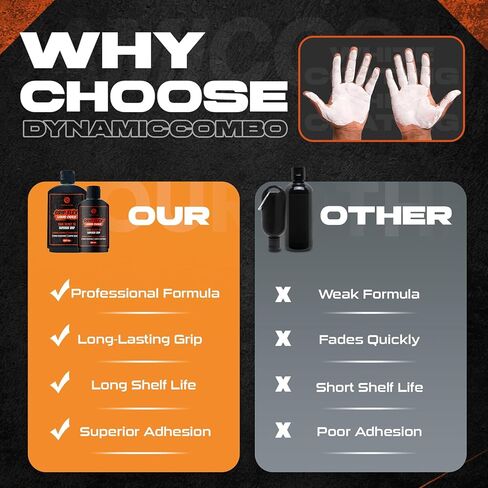 DYNAMICCOMBO الطباشير السائل | طباشير صالة الألعاب الرياضية بدون فوضى لرفع الأثقال وتسلق الصخور والجمباز | سريع الجفاف ويدوم طويلاً in Saudi Arabia