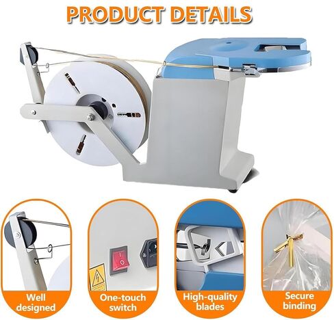 Automatic Twist Tie Machine, 200mm Tightening Circle, Bundling Diameter 0.1-1.2mm, W/ 1 Roll Twist Ties Wire, for Bakery Candy Presents in Saudi Arabia