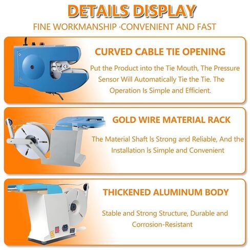 Automatic Twist Tie Machine, 200mm Tightening Circle, Bundling Diameter 0.1-1.2mm, W/ 1 Roll Twist Ties Wire, for Bakery Candy Presents in Saudi Arabia
