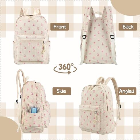 Pink Bow Backpack Cute Corduroy Coquette Backpack Large Capacity Aesthetic Daypack School Bow Bookbag Kawaii Dance Laptop Bag for Women Travel College Preppy Stuff Gifts for Kids Teen in Saudi Arabia