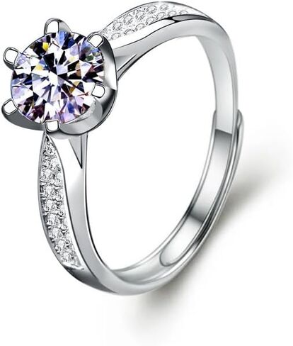 1CT/2CT Series Series Moissanite Ring ، 952 Silver ، D-Color VVS1-2 ، Ring Rings for Women in Saudi Arabia