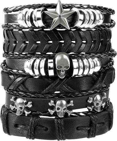 4PCS Punk Leather Rivets Bracelets,Punk Rock Leather Studded Bracelets,80s Wristband Emo Bracelet,Gothic Spike Cuff Bracelet Set for Men Women Rocker Outfits in Saudi Arabia