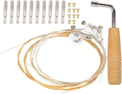 FAVOMOTO 10 Lyre Harp Strings 10 String Pin Nails with Tuning Wrench, Lyre Harp Musical Stringed Instrument Replacement Kit for Musical Repair in Saudi Arabia