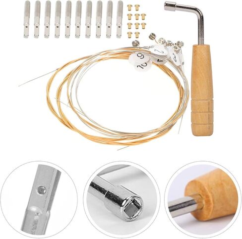 FAVOMOTO 10 Lyre Harp Strings 10 String Pin Nails with Tuning Wrench, Lyre Harp Musical Stringed Instrument Replacement Kit for Musical Repair in Saudi Arabia