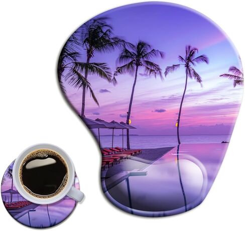 Mouse Pad with Wrist Support, Non Slip Mousepad Wrist Rest for Office, Computer, Laptop & Mac- Durable & Comfortable & Lightweight Ergonomic Support Mouse Mat Cute Floral in Kuwait