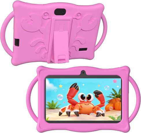 Android 14 Kids Tablet 7 inch Tablets for Kids, 8GB RAM 32GB ROM Quad Core Toddler Tablet with Shockproof Case, Parental Control, WiFi, Bluetooth, 3000mAh Battery, Dual Camera, Educational, Game, Blue in Kuwait