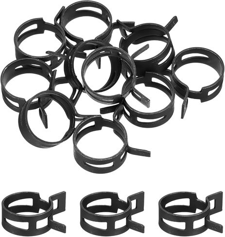 MECCANIXITY 10 Pcs Fuel Line Clamps Spring Band Hose Clamps, 1/2" 24mm Silicone Air Tube Vacuum Hose Water Pipe Low Pressure Assortment Kit, Black in Saudi Arabia