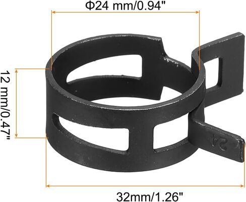MECCANIXITY 10 Pcs Fuel Line Clamps Spring Band Hose Clamps, 1/2" 24mm Silicone Air Tube Vacuum Hose Water Pipe Low Pressure Assortment Kit, Black in Saudi Arabia