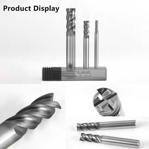 AYCHOLIZ 5 قطع من مجموعة مطحنة نهاية الكربيد 1/16 بوصة HRC70 4 قطع طحن CNC مربعة الأنف، قضيب كربيد من GESAC، لسبائك التيتانيوم TC4/18، 1.4848/1.4837 فولاذ، فولاذ مقاوم للصدأ، سبيكة تتحمل درجة الحرارة العالية in Kuwait
