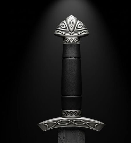 Viking Northman Sword – Real Damascus Steel Battle-Ready Functional Longsword | Handmade Medieval Viking Sword with Leather Scabbard | Gift for Him, Sword Prop & Collectible in Saudi Arabia