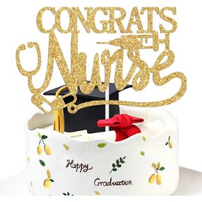 Congrats Nurse Cake Topper, Future Nurse/Congrats RN BSN FNP LPN Cake Decor, Class of 2025 Nursing School Survivor Graduation Party Decorations in Kuwait
