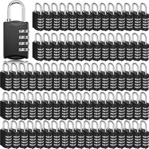 80 Pack 4 Digit Combination Lock Small Combo Locks Keyless Outdoor Waterproof Padlock Luggage Number Locks for Traveling Toolbox School Gym Door Locker Suitcases Fence Cabinet, Black in Kuwait