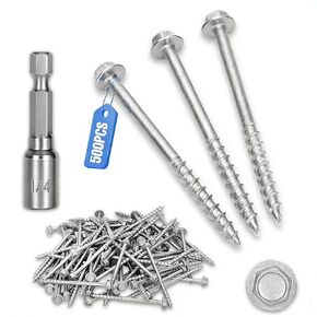 Upgrade #9 x 1-1/2" Joist Hanger Screws-500 Qty,SD9112R500 SD Connector Screws,1/4" Hex Socket Wood Screw,0.370"-Dia Deck Screw, Replace 10D Nails,Prem-Galvanized 1500 Hours Salt Spray Test in Kuwait