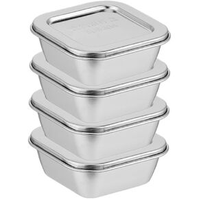 Garneck 4pcs Stainless Steel Food Grade Sample Boxes Lids Airtight Containers for School Canteen in Saudi Arabia