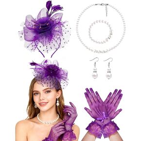 5Pcs Fascinators Hat for Women Tea Party Veil Mesh Headband Feather Hat for Women Veil Tea Party Hats in Kuwait