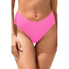 Zmart Women V Cut Cheeky Bikini Bottoms - Mid Waist High Cut Swim Bathing Suit Bottoms V Front Swimsuit in Kuwait