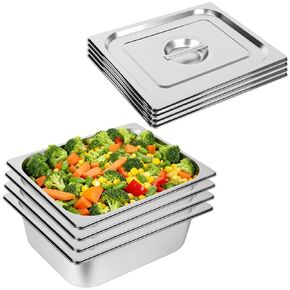 Botyboty 4 Pack 1/2 Half Size Hotel Pans 4 Inch Deep with Lids, Stainless Steel Steam Table Pan Half Size with Lids, Commercial Food Pans for Hotel, Home, Restaurant, Catering, Buffet Pan in Saudi Arabia