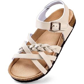 صندل Torotto Girls with Cork Footbed Buckle Slides Slides Slides Open Open Open Flat For Kids Toddler in Kuwait