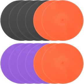PATIKIL Spot Markers 9 Inch, 12 Pcs Non-Slip Floor Dots Agility Markers Flat Field Cones Poly Dots for Gym PE Speed Training Dance Soccer Basketball Sports, Orange/Purple/Black in Kuwait