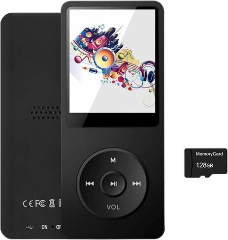 128GB MP3 Player with Bluetooth 5.2, Portable Pink Music Player for Kids with Built-in HD Speaker, FM Radio, Voice Recorder, Earphones Included in Saudi Arabia
