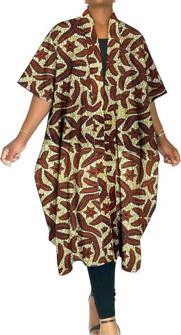 ملابس أفريقية للنساء Dashiki Kimono Cardigan Kaftan Plus Size Kente Wax Print Tops Ankara Caftan Robe Size One in Saudi Arabia