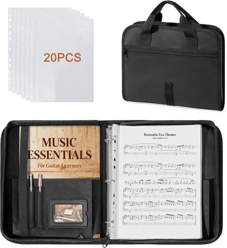 Damero Choral Music Folder, Sheet Music Holder, Music Binder with 20 Binder Sheets and Adjustable Hand Strap, for Choir Singer, Stage Performance in Saudi Arabia