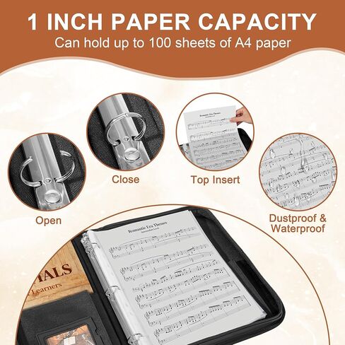 Damero Choral Music Folder, Sheet Music Holder, Music Binder with 20 Binder Sheets and Adjustable Hand Strap, for Choir Singer, Stage Performance in Saudi Arabia