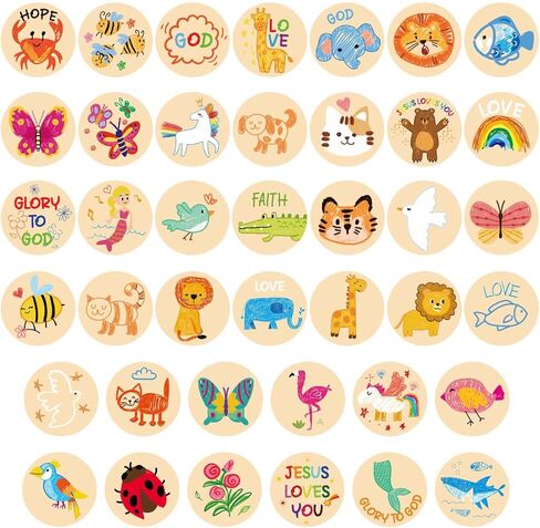 600pcs ملصقات دينية مسيحية للأطفال ، 0.98 بملصقات إيمان مسيحي ذاتي اللصق ملصقات عيد الفصح المسيحية اللطيفة ملصقات يسوع الديني للحرف الفنية (نمط الشكل) in Saudi Arabia