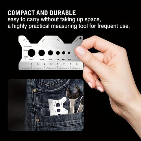 Thread Gauge Screw Size Chart Stainless Steel Calipers Stainless Steel Screw and Bolt Measuring Calipers, Titanium Thread Size Gauge, Durable & Precise Thread and Distance Measurement in Saudi Arabia