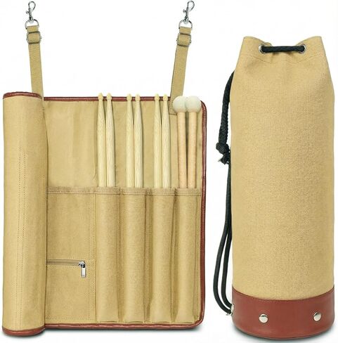 FEILOONG Drum Stick Bag and Holder, Crossbody Shoulder Strap Portable Drumstick Bag 1 Storage Bags and 1 Holder Kit Gifts for Drummers, Beginners, Black in Saudi Arabia