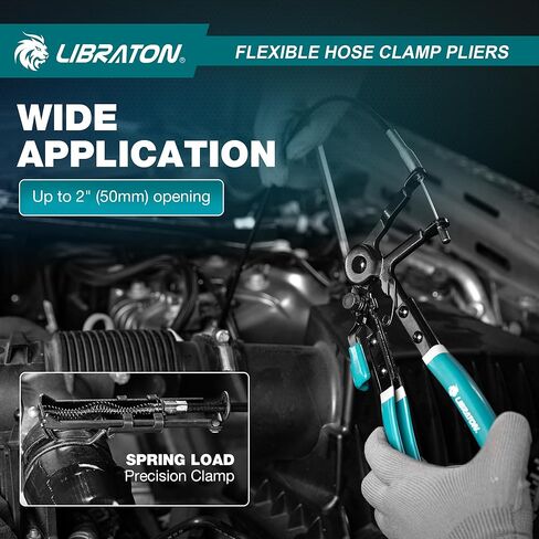 LIBRATON كماشة مشبك خرطوم مرن، 27.5 بوصة كماشة مشبك خرطوم المبرد، أداة إزالة مشبك زنبركي قابل للتعديل 8-50 مم، مقبض مريح لصيانة السيارات والزيوت والآلات in Kuwait