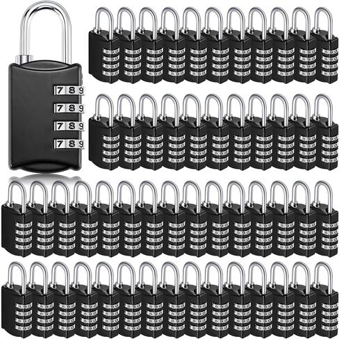 80 Pack 4 Digit Combination Lock Small Combo Locks Keyless Outdoor Waterproof Padlock Luggage Number Locks for Traveling Toolbox School Gym Door Locker Suitcases Fence Cabinet, Black in Saudi Arabia