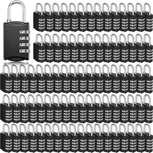 80 Pack 4 Digit Combination Lock Small Combo Locks Keyless Outdoor Waterproof Padlock Luggage Number Locks for Traveling Toolbox School Gym Door Locker Suitcases Fence Cabinet, Black in Kuwait