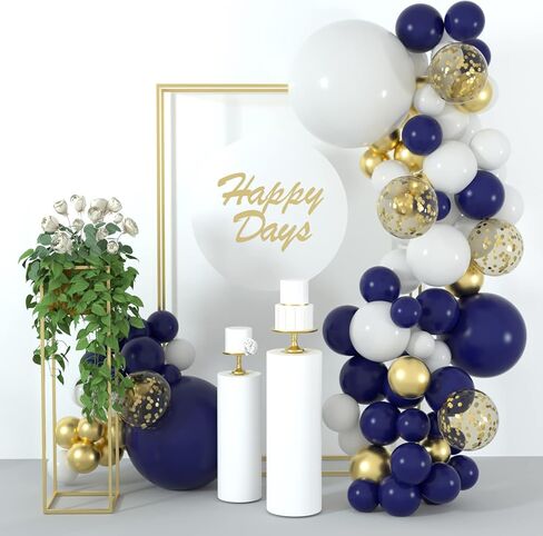 MIAHART 135 Pcs Navy Blue Silver Balloon Garland Arch Kit 5 10 12 18 inches Royal Blue Silver Confetti White Balloons for Birthday Graduation Party Decorations in Saudi Arabia