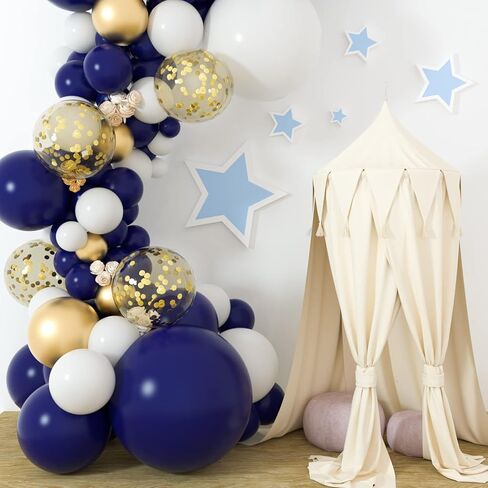 MIAHART 135 Pcs Navy Blue Silver Balloon Garland Arch Kit 5 10 12 18 inches Royal Blue Silver Confetti White Balloons for Birthday Graduation Party Decorations in Saudi Arabia