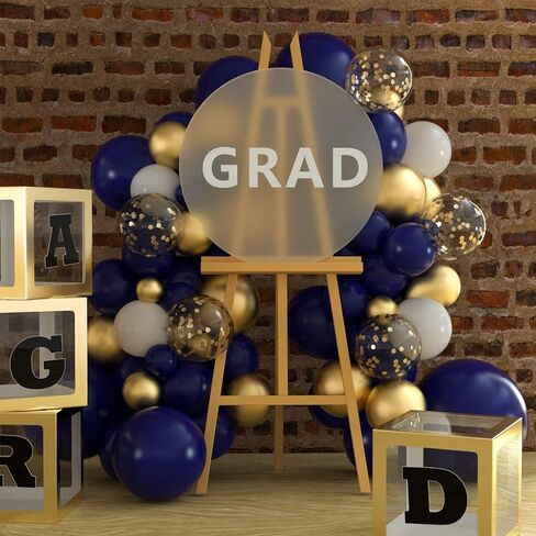 MIAHART 135 Pcs Navy Blue Silver Balloon Garland Arch Kit 5 10 12 18 inches Royal Blue Silver Confetti White Balloons for Birthday Graduation Party Decorations in Saudi Arabia