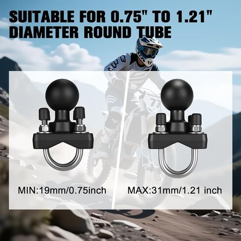 Velpaw Double U Bolt 1.5 inch Ball Mount,Compatible C Size 1.5" Double Socket Arm,Suitable for 0.75" to 1.21" Diameter Round Tube in Saudi Arabia