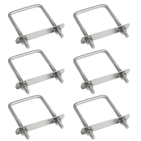 Jiozermi 6 Pack Square U-Bolts, 2" (50mm) Inner Width 3.15" (80mm) Length Stainless Steel Square Bolts Clamp with Nut Plate Washer for Automobiles Boat Trailer Industrial Parts in Saudi Arabia