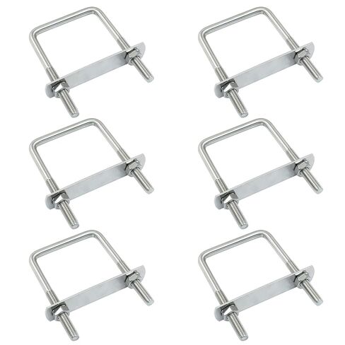 Jiozermi 6 Pack Square U-Bolts, 2" (50mm) Inner Width 3.15" (80mm) Length Stainless Steel Square Bolts Clamp with Nut Plate Washer for Automobiles Boat Trailer Industrial Parts in Saudi Arabia