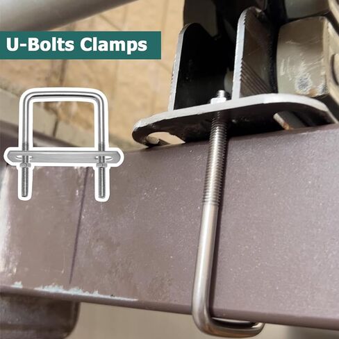 Jiozermi 6 Pack Square U-Bolts, 2" (50mm) Inner Width 3.15" (80mm) Length Stainless Steel Square Bolts Clamp with Nut Plate Washer for Automobiles Boat Trailer Industrial Parts in Saudi Arabia