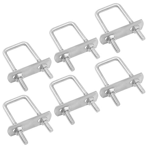 Jiozermi 6 Pack Square U-Bolts, 2" (50mm) Inner Width 3.15" (80mm) Length Stainless Steel Square Bolts Clamp with Nut Plate Washer for Automobiles Boat Trailer Industrial Parts in Saudi Arabia