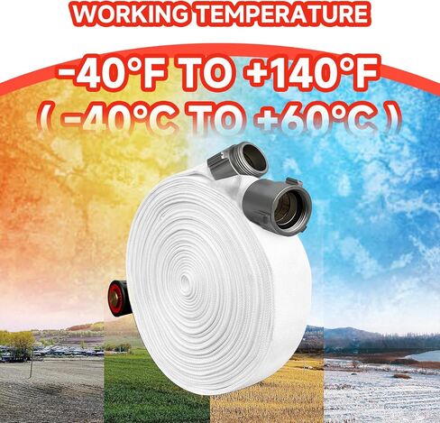 خرطوم حريق MIYOLU مقاس 1-1/2 بوصة × 50 قدمًا، خرطوم حريق من مادة TPU بسترة واحدة مع وصلات وفوهة من الألومنيوم خفيفة الوزن، وضغط عمل 250 رطل لكل بوصة مربعة، وضغط انفجار 750 رطل لكل بوصة مربعة، وخرطوم مياه متين مناسب لجميع الأحوال الجوية (50 قدمًا) in Saudi Arabia