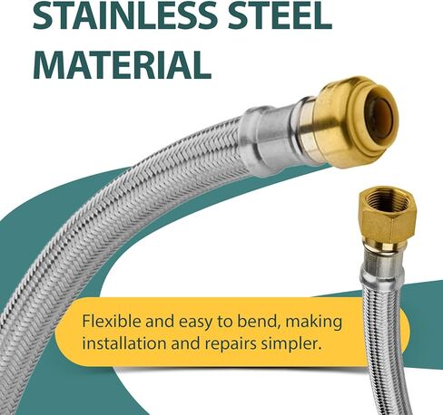 1-PACK Niikappu 15-Inch Stainless Steel Flexible Water Heater Connector, 3/4" Push-Fit x 3/4" FIP, Push-to-Connect Flexible Heater Hose in Saudi Arabia